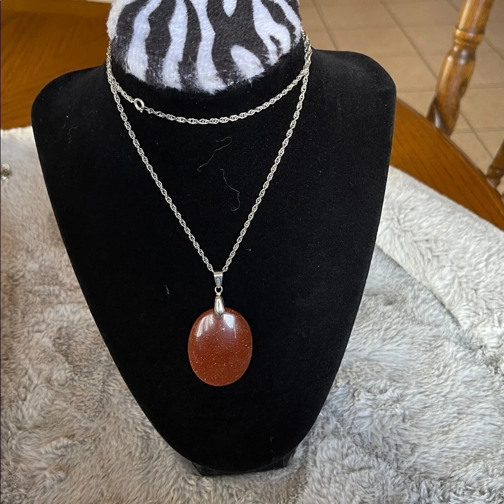 Elegant Goldstone Pendant Necklace